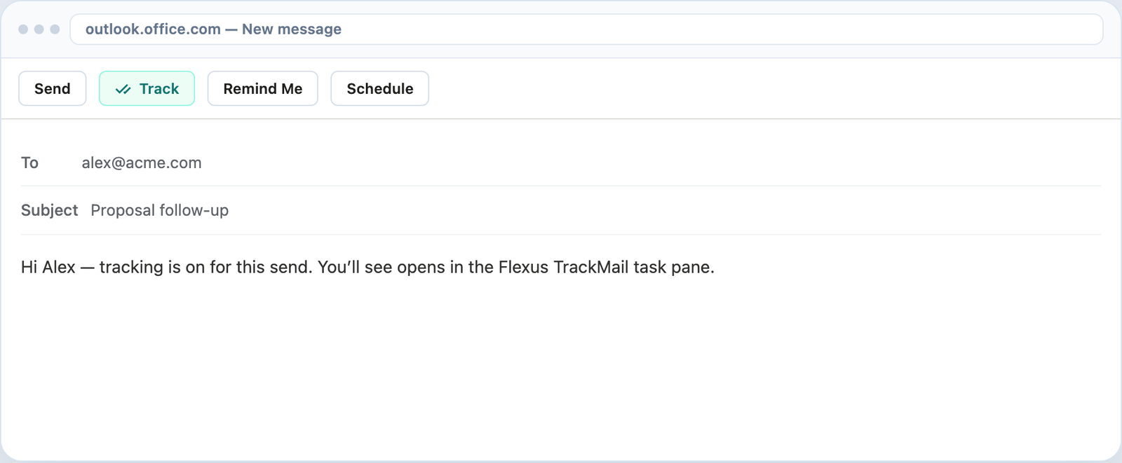 Outlook compose with Track on